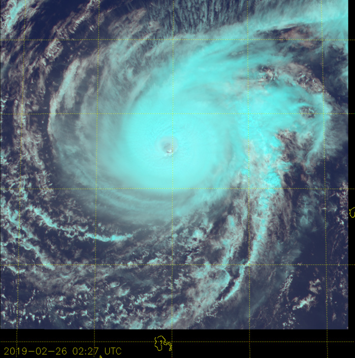 03UTC: Typhoon WUTIP(02W) ,Category 4 US, slow-moving and forecast to weaken rapidly after 24hours, no threat to land 03UTC: Typhoon WUTIP(02W) ,Category 4 US, slow-moving and forecast to weaken rapidly after 24hours, no threat to land