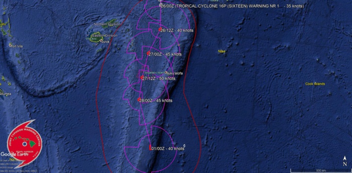 South Pacific: Cyclone 16P has formed, forecast to track west of Nuku 'alofa after 24hours South Pacific: Cyclone 16P has formed, forecast to track west of Nuku 'alofa after 24hours