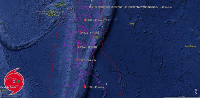 15UTC: South Pacific: Cyclone 16P, intensifying and forecast to track west of Nuku 'alofa shortly after 24hours 15UTC: South Pacific: Cyclone 16P, intensifying and forecast to track west of Nuku 'alofa shortly after 24hours