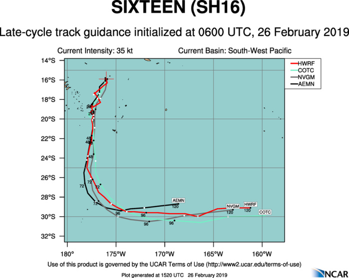 15UTC: South Pacific: Cyclone 16P, intensifying and forecast to track west of Nuku 'alofa shortly after 24hours 15UTC: South Pacific: Cyclone 16P, intensifying and forecast to track west of Nuku 'alofa shortly after 24hours