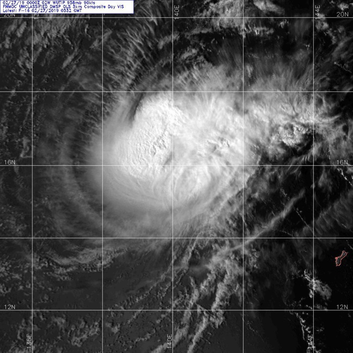 09UTC: Typhoon WUTIP(02W) category 1 US, weakening rapidly and forecast to fall below 35knots in 48hours 09UTC: Typhoon WUTIP(02W) category 1 US, weakening rapidly and forecast to fall below 35knots in 48hours
