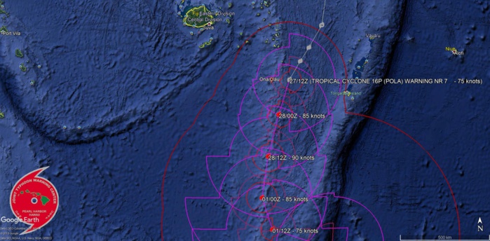 15UTC: Cyclone POLA(16P) Category 1 US, tracking less than 100km to Ona Llau(Fiji), may intensify next 24hours 15UTC: Cyclone POLA(16P) Category 1 US, tracking less than 100km to Ona Llau(Fiji), may intensify next 24hours