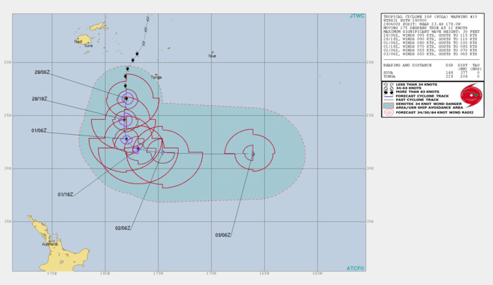 09UTC: Cyclone POLA(16P) category 2 US, peaking with top gusts over 200km/h 09UTC: Cyclone POLA(16P) category 2 US, peaking with top gusts over 200km/h