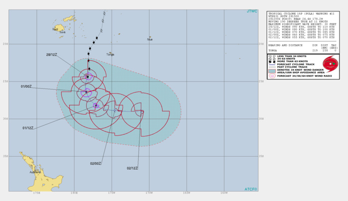15UTC: Cyclone POLA(16P) Category 2 US, weakening steadily and being extratropical in 48hours 15UTC: Cyclone POLA(16P) Category 2 US, weakening steadily and being extratropical in 48hours