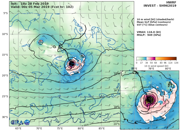 HWRF AT 18UTC: 116KT AT +102H HWRF AT 18UTC: 116KT AT +102H