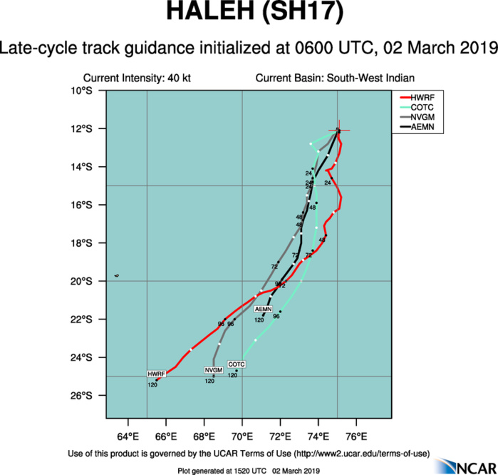 15UTC: TC HALEH(17S): forecast to intensify next 96hours to a peak at Category 3 US, no threat to land 15UTC: TC HALEH(17S): forecast to intensify next 96hours to a peak at Category 3 US, no threat to land