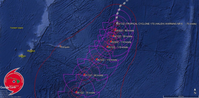 15UTC: TC HALEH(17S) category 1 US, slow-moving, intensifying, possible peak as a category 4 in 48hours
