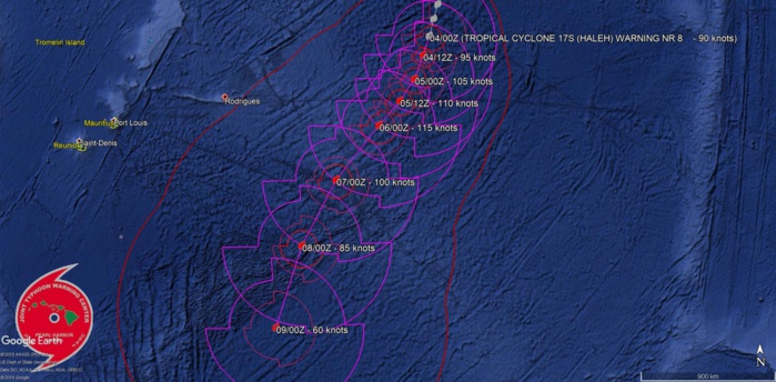 03UTC: TC HALEH(17S): category 2 US and intensifying, possible peak at category 4 US in 48hours