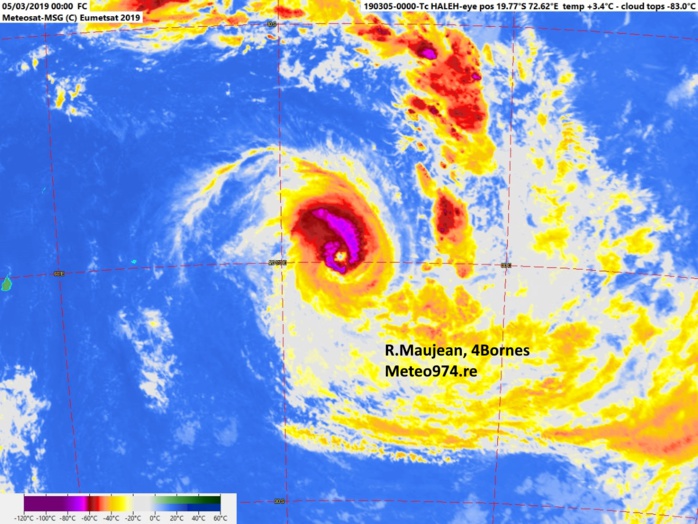 03UTC: TC HALEH(17S) has peaked, now a top category 3 US, forecast to weaken more rapidly after 24hours