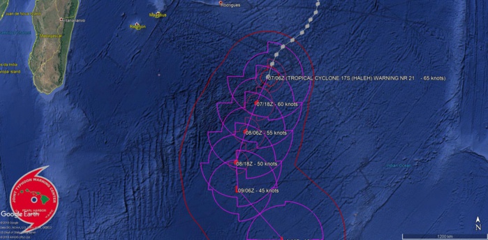 09UTC: TC HALEH(17S) category 1 US is weakening, forecast to be fully extratropical in 48hours