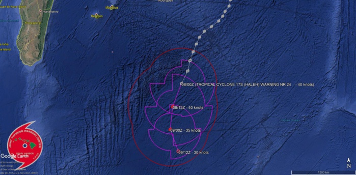 03UTC: TC HALEH(17S)  is weakening rapidly while showing signs of extratropical transition