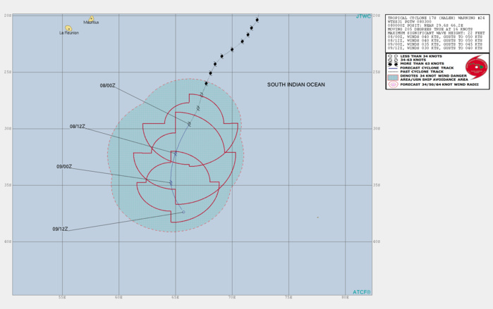 03UTC: TC HALEH(17S)  is weakening rapidly while showing signs of extratropical transition