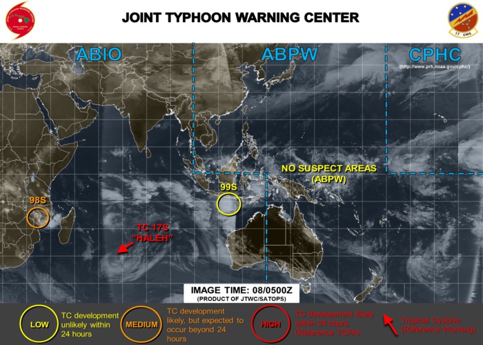 09UTC: South Indian: 98S and 99S monitored by the JTWC