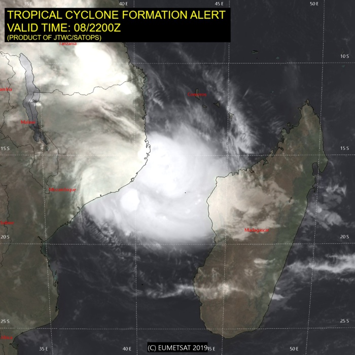 22UTC: 98S: Tropical Cyclone Formation Alert(TCFA) issued by the JTWC