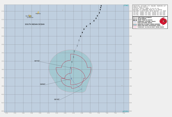 21UTC: TC HALEH(17S) : showing some subtropical characteristics but not a cold-core low yet