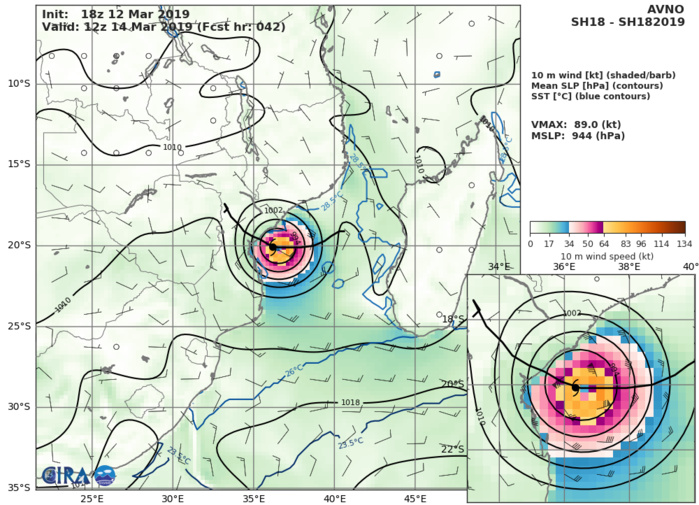 03UTC: cyclone IDAI(18S) 560km to Beira, slowly approaching, could hit the area shortly after 36hours 03UTC: cyclone IDAI(18S) 560km to Beira, slowly approaching, could hit the area shortly after 36hours
