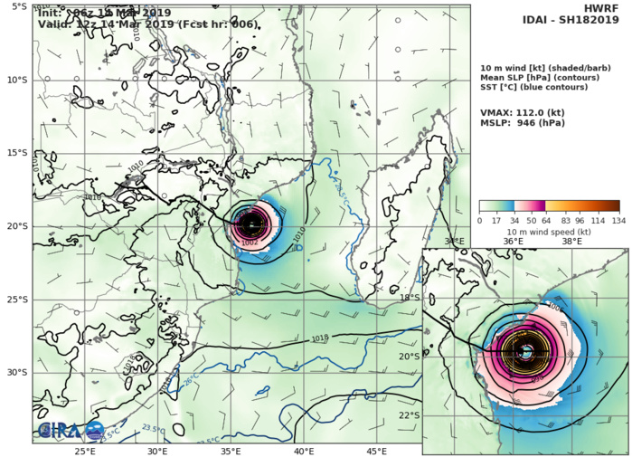 15UTC: Cyclone IDAI(18S) life-threatning category 3 US set to make landfall very close to Beira shortly before 12 hours 15UTC: Cyclone IDAI(18S) life-threatning category 3 US set to make landfall very close to Beira shortly before 12 hours