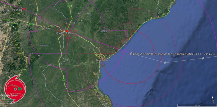 00UTC: TC IDAI(18S) made landfall over Beira near 22utc.