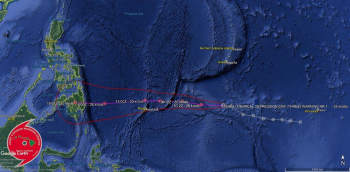 03UTC: tropical depression 03W has formed, not expected to intensify much, heading for the southern Philippines 03UTC: tropical depression 03W has formed, not expected to intensify much, heading for the southern Philippines