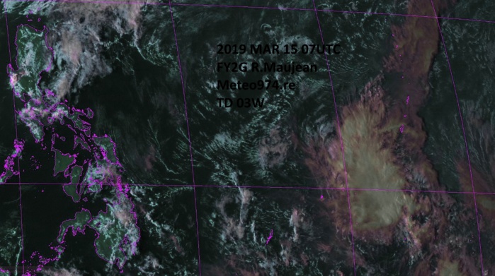 09UTC: TD 03W at 1800km east of Mindanao, not much intensification forecast, could dissipate close to Mindanao in 3 days 09UTC: TD 03W at 1800km east of Mindanao, not much intensification forecast, could dissipate close to Mindanao in 3 days