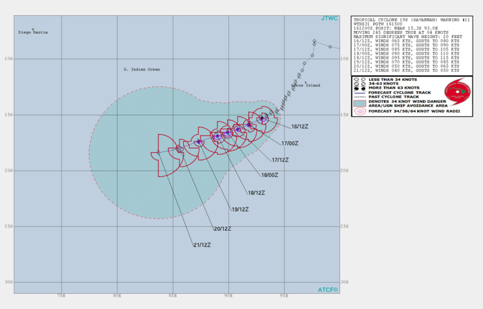 15UTC: TC SAVANNAH(19S) category 1 US may reach top cat2 or even cat3 within 48hours over the open South Indian seas 15UTC: TC SAVANNAH(19S) category 1 US may reach top cat2 or even cat3 within 48hours over the open South Indian seas