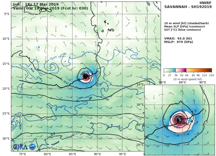 HWRF AT 18UTC: 93KT AT +30H HWRF AT 18UTC: 93KT AT +30H