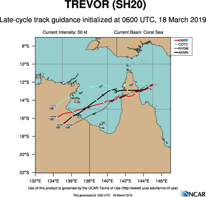 15UTC: TC TREVOR(20P) intensifying rapidly over the Coral Sea, landfall in 18hours, likely intensifying rapidly once over the Gulf of Carpentaria