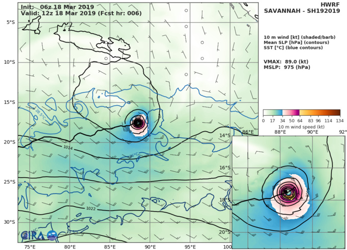 15UTC: TC SAVANNAH(19S) has been weakening rapidly in the middle of the South Indian Ocean