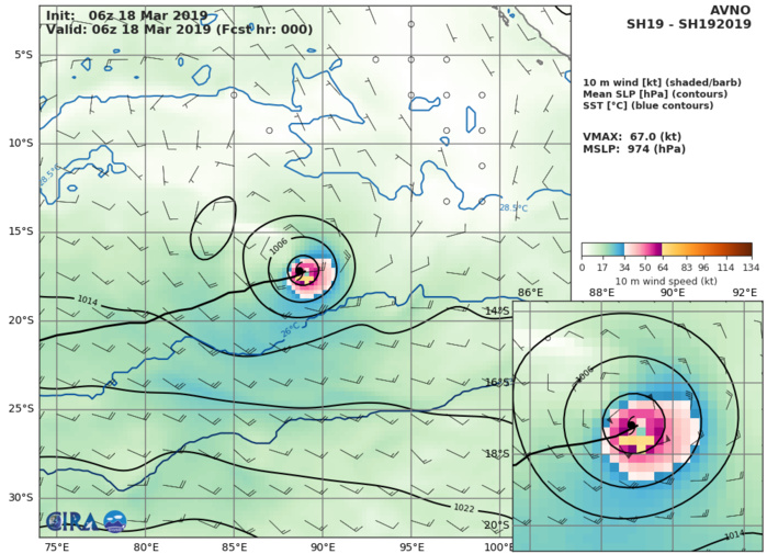 15UTC: TC SAVANNAH(19S) has been weakening rapidly in the middle of the South Indian Ocean