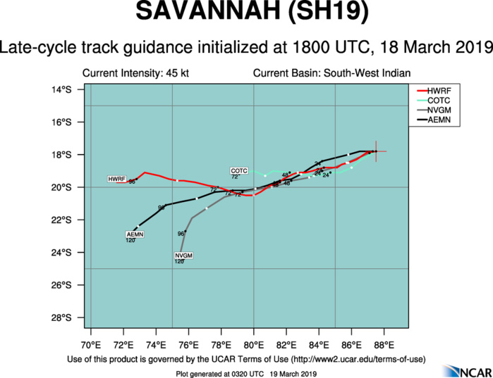 03UTC: TC SAVANNAH(19S) : intensity could fall below 35knots in 36hours maybe sooner 03UTC: TC SAVANNAH(19S) : intensity could fall below 35knots in 36hours maybe sooner