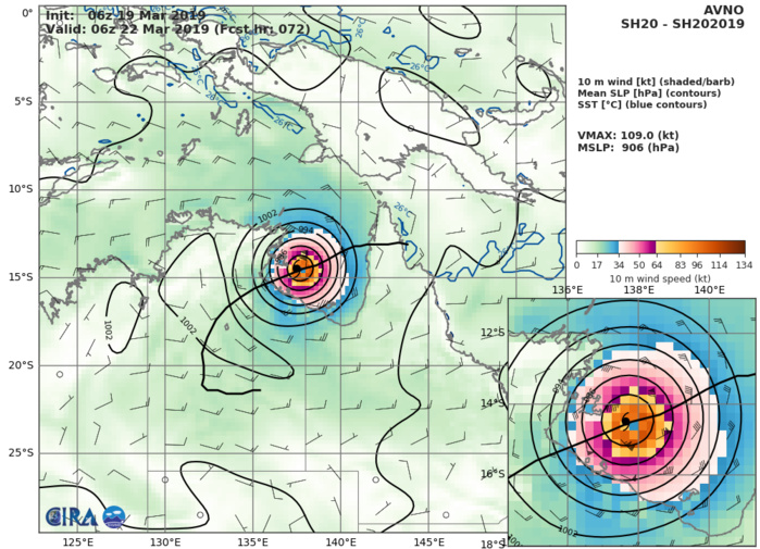 15UTC: TC TREVOR(20P) is overland, rapid intensification over the Gulf of Carpentaria expected after 36hours 15UTC: TC TREVOR(20P) is overland, rapid intensification over the Gulf of Carpentaria expected after 36hours