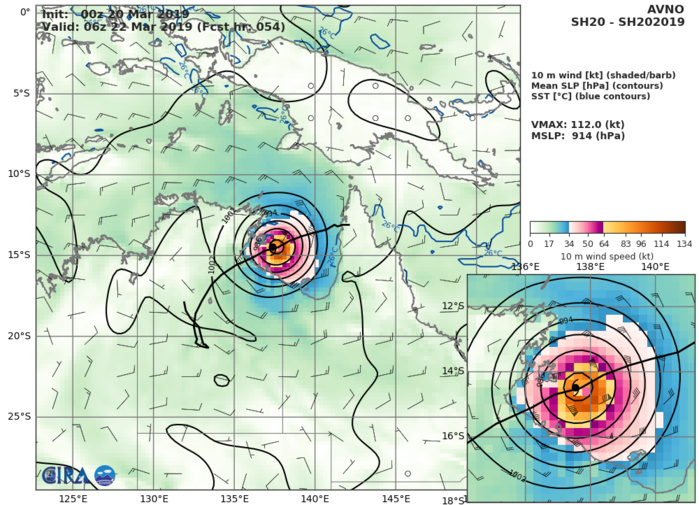 09UTC: TC TREVOR(20P): close to moving back over sea, expected to intensify rapidly next 48h over Gulf of Carpentaria