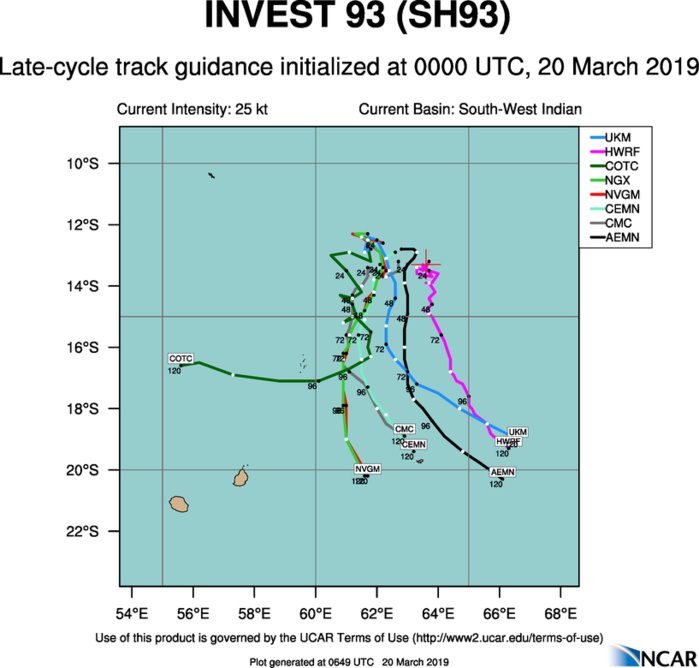 09UTC: South Indian: Mascarenes area: 93S likely to develop next several days, could become an intense cyclone in 4 to 5 days