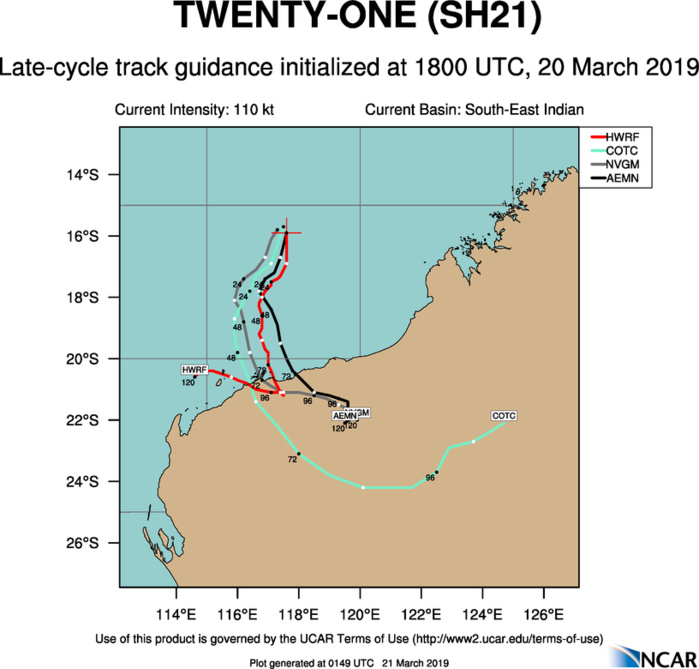 03UTC: South Indian: VERONICA(21S) category 4 US, may reach category 5 within 12 hours