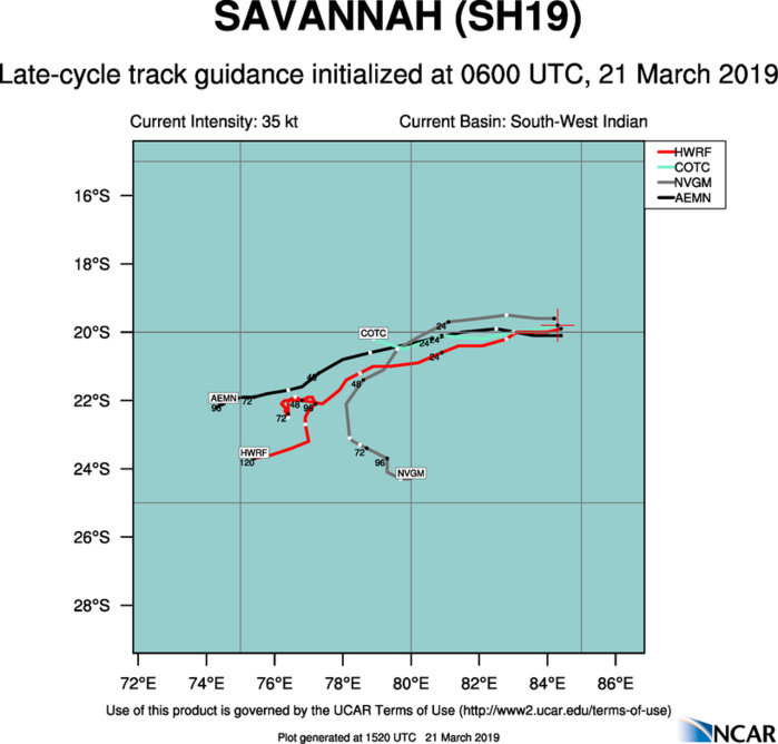 15UTC: TC SAVANNAH: final warning, maximum intensity reached was 100knots, category 3 US 15UTC: TC SAVANNAH: final warning, maximum intensity reached was 100knots, category 3 US