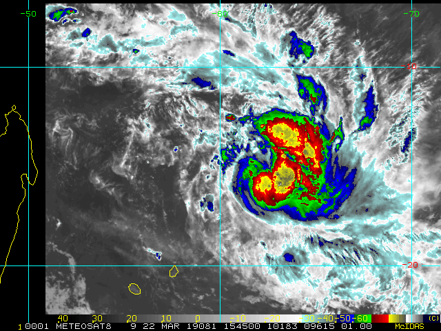 1545UTC: BUILDING CONVECTION NEAR THE CENTER AND OVER EASTERN QUADRANT