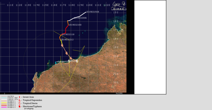 03UTC: VERONICA(21S) gradually approaching Port Hedland as a category 1 US.