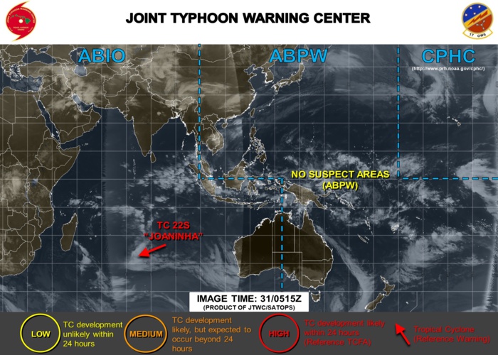 Activité cyclonique: retour au calme probablement pour quelques jours sur la zone du JTWC Activité cyclonique: retour au calme probablement pour quelques jours sur la zone du JTWC