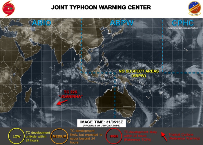 Activité cyclonique: retour au calme probablement pour quelques jours sur la zone du JTWC