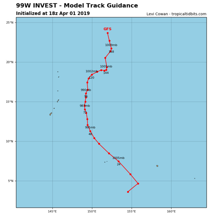 INVEST 99W:  450km to Chuuk may develop into a tropical cyclone in 36/48hours