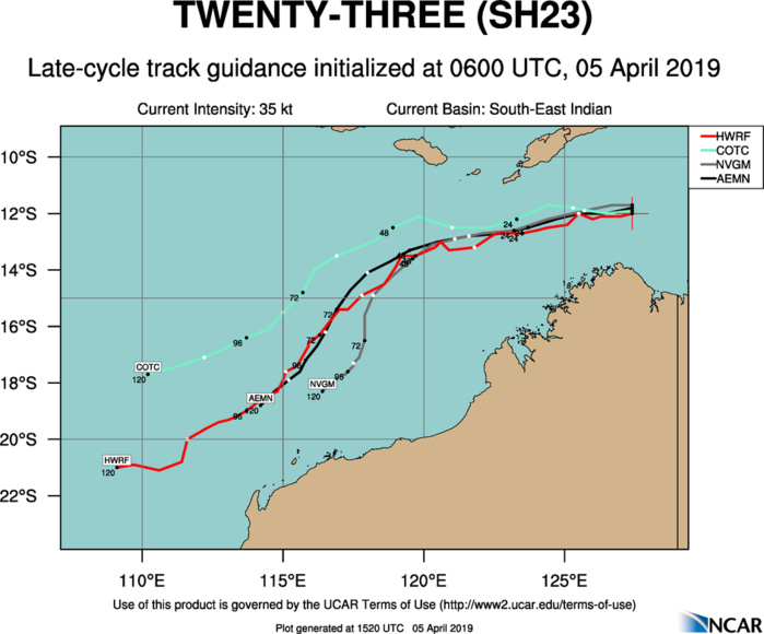 15UTC: TC 23S is still fighting wind shear and has remained poorly organized so far