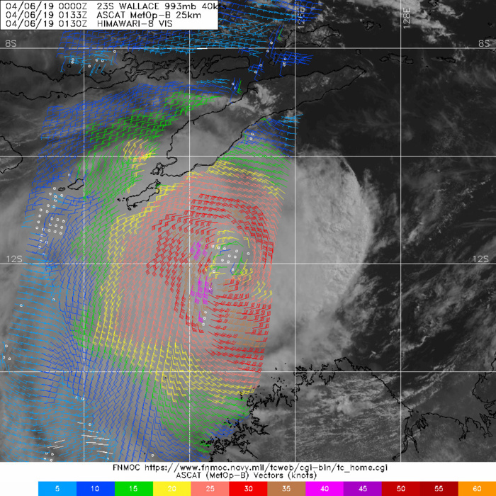 0133UTC: ASCAT AGREES WELL WITH THE JTWC INTENSITY ESTIMATE 0133UTC: ASCAT AGREES WELL WITH THE JTWC INTENSITY ESTIMATE