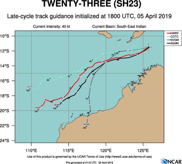 03UTC: TC WALLACE(23S) still fighting wind shear, flaring convection 03UTC: TC WALLACE(23S) still fighting wind shear, flaring convection
