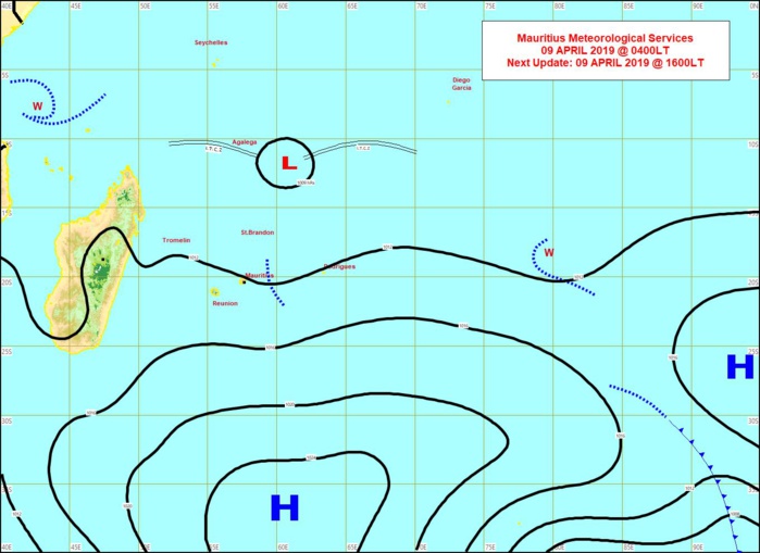 Carte établie à 4h par MMS. Le temps reste plutôt venteux sur les Mascareignes. Carte établie à 4h par MMS. Le temps reste plutôt venteux sur les Mascareignes.