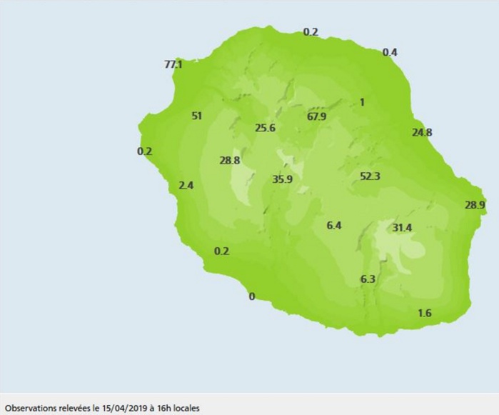 A 16heures: pluies en 3h dans les stations de MF A 16heures: pluies en 3h dans les stations de MF