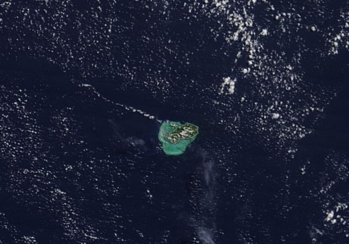 Rodrigues vue par le satellite Terra à 10h15 ce matin. Crédit image NASA Rodrigues vue par le satellite Terra à 10h15 ce matin. Crédit image NASA