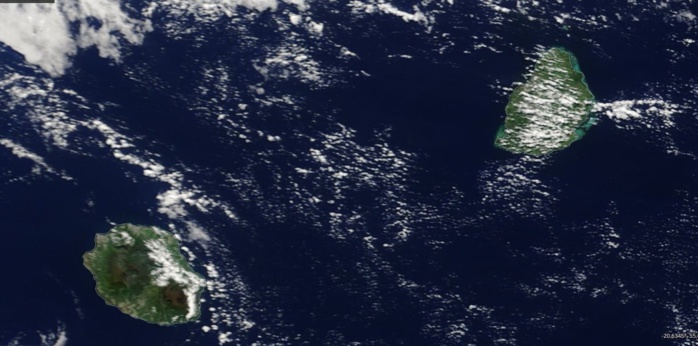 ILES SOEURS vues par le satellite Terra à 10heures ce matin. NASA