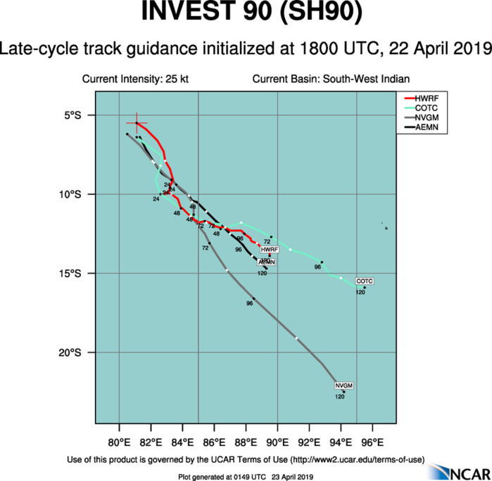 00UTC: South Indian: 90S is likely to intensify next 24hours east of the Chagos