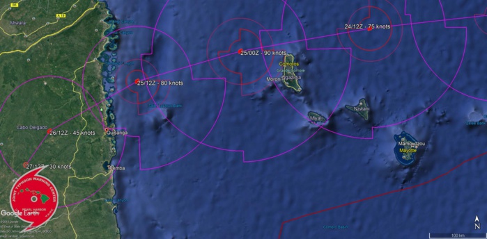 FORECAST CLOSEST POINT OF APPROACH TO GRANDE COMORE