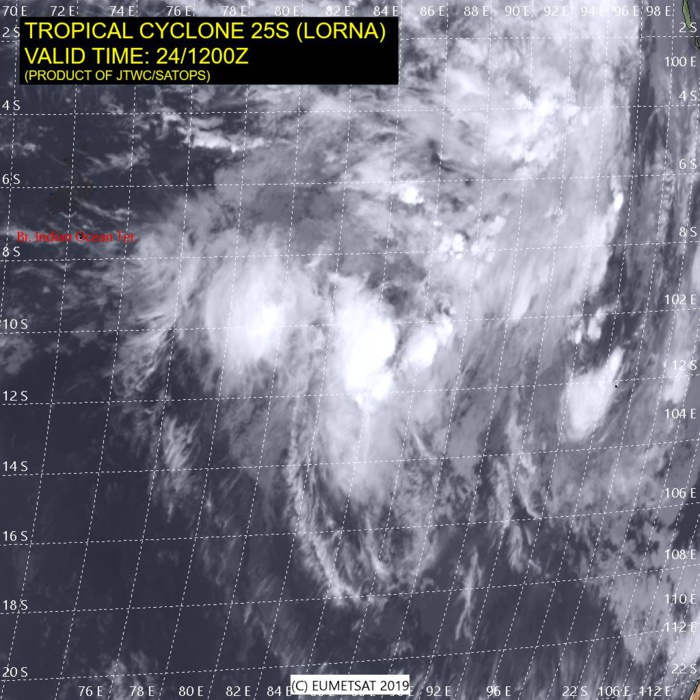 15UTC: TC LORNA(25S) forecast to intensify to category 1 US in 36hours with some interaction with developing 92S possible in 72h 15UTC: TC LORNA(25S) forecast to intensify to category 1 US in 36hours with some interaction with developing 92S possible in 72h